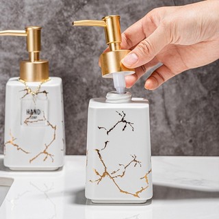 Comereally Ceramic Refillable Soap Dispenser Chai dầu gội du lịch họa tiết đá cẩm thạch