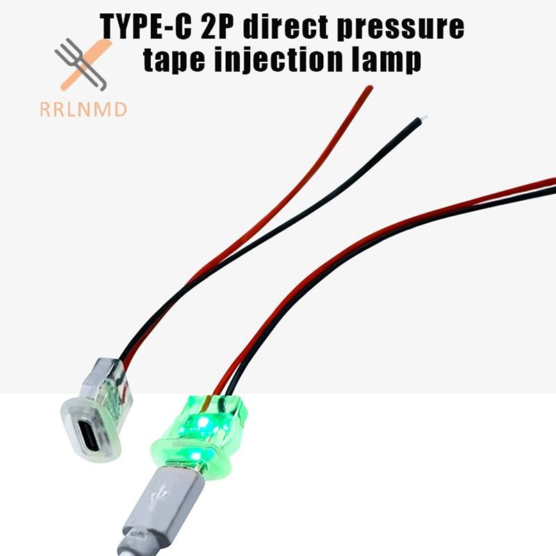 RRLNMD Type-C Ổ cắm nữ nén trực tiếp trong suốt có đèn LED Cổng kết nối cổng sạc MỚI