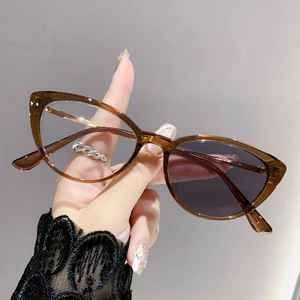 【-0°~-400°】 Kính mắt mèo đổi màu sắc nhạy cảm theo phong cách retro và hợp thời trang dành cho nam và nữ, kính nhẹ phẳng có vẻ ngoài cao cấp