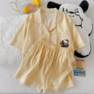Đồ ngủ Nữ Ins bán chạy Mẫu mới 2025 Mùa hè Quần short ngắn tay Bộ đồ mặc nhà rộng rãi cho học sinh đi chơi