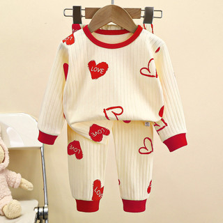Bộ Đồ Lót Trẻ Em Phong Cách Mới Xuân Thu Hàn Quốc Sọc Dọc Homewear Cotton Quần Áo Mùa Thu Quần Dài Bé Trai Bé Gái Bộ Đồ Ngủ