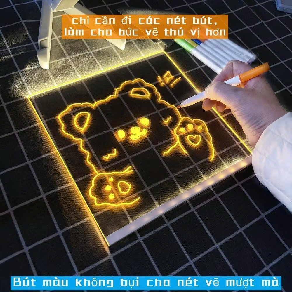Bảng Vẽ Phát Sáng Led Trong Suốt , Chữ Có Đèn Dạ Quang Tư Duy Cho Bé Sáng Tạo , Có Thể Xóa