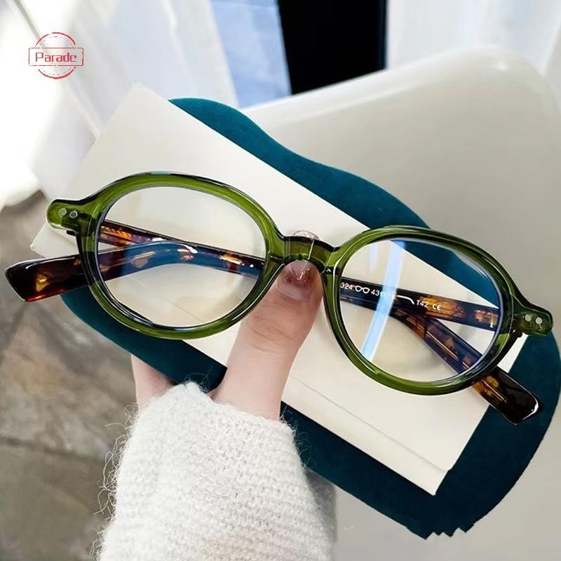 Điễn hành thời trang chống ánh sáng xanh kính retro hình bầu dục nghệ thuật quang mắt kính khung hình elip nhỏ VN