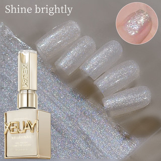 XEIJAYI Gel móng tay tỏa sáng, kim tuyến mịn, mật độ cao, bạc, kim cương vỡ, sequin, keo trị liệu, nghệ thuật móng tay cho tiệm làm móng 15ml