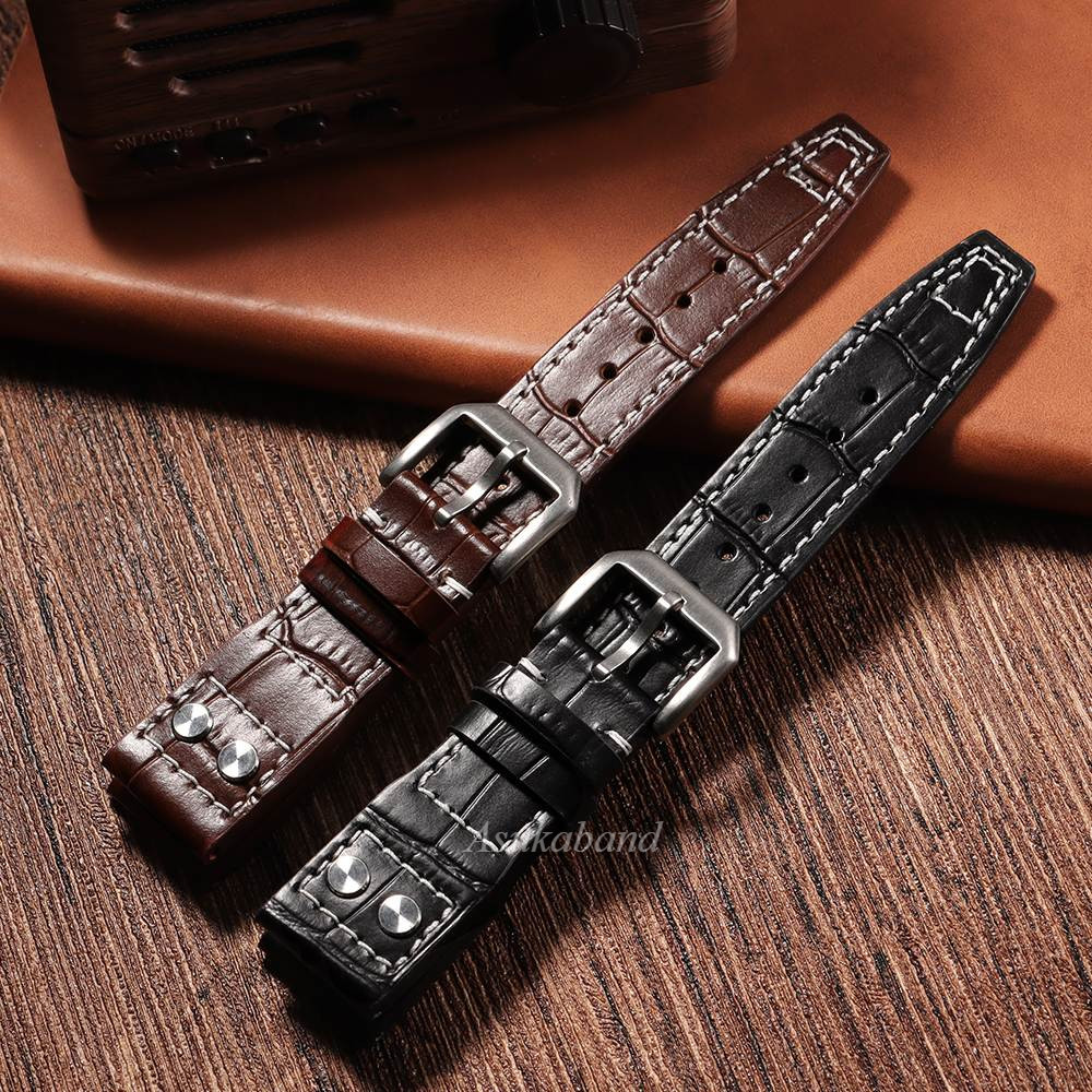 20mm 21mm 22mm Dây đeo đồng hồ bằng da thật dành cho phi công Tiểu thuyết Portugieser Portofino Aquatimer Vòng tay nam nữ Kinh doanh Cổ điển Thể thao thông thường