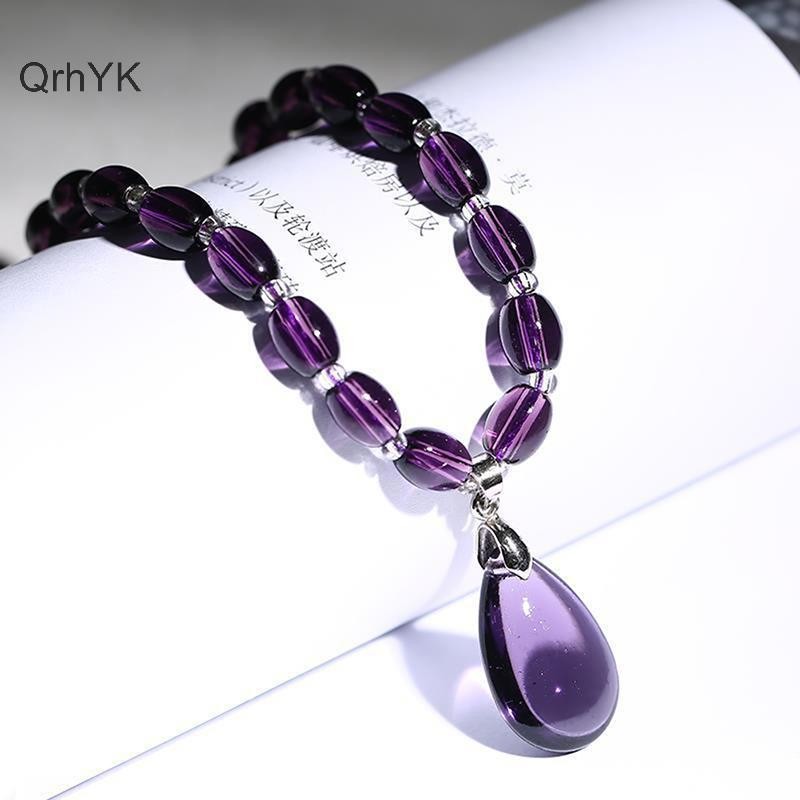 Nhà Máy Thời Trang Thạch Anh Tím Vòng Cổ Pha Lê Vòng Tay Thủ Công Pha Lê Decorativas Đá Trang Sức QrhYK