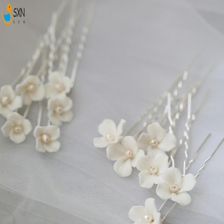 Phụ Nữ Cưới Hình Chữ U Kẹp Tóc Nữ Thanh Lịch Kẹp Tóc Với Gốm Hoa Trang Trí Cho Công Chúa Dự Tiệc Ủng Hộ Phụ Kiện