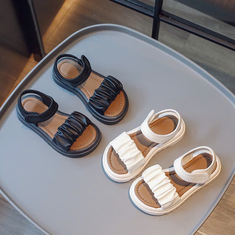 ( hàng sẵn ) sandal bé gái dép quai hậu cho bé quai nhún xinh xắn êm chân QCCC full hộp trắng cho bé từ 3 tuổi NHUN115