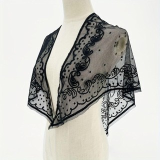 Khăn Ren MERIGGIARE, Thêu Mỏng Foulard Bandana, Màu Trơn Rỗng Khăn Trùm Đầu Cho Nữ