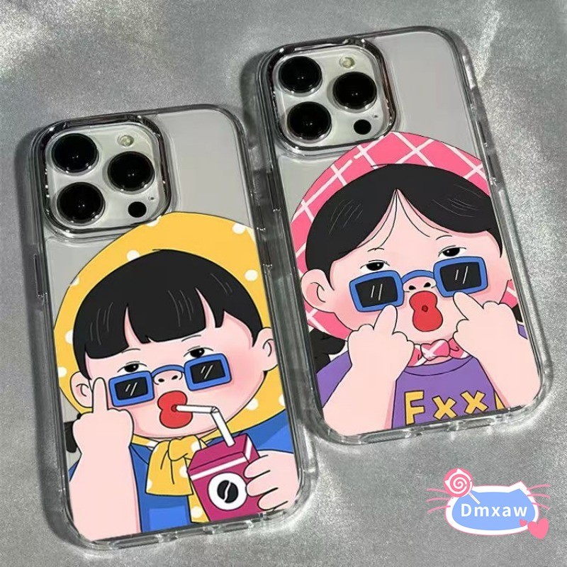 Vỏ Gilr Vui Nhộn Cho Vivo X200 Pro Mini X200S X100S X90S X100 Ultra X90 X80 Pro Y78 + Y77T Y75 Y55 Y52T Y51S Y51A Y50 Y30i Vỏ Điện Thoại Dễ Thương Mạ Khung Camera Hoạt Hình Ốp Lưng