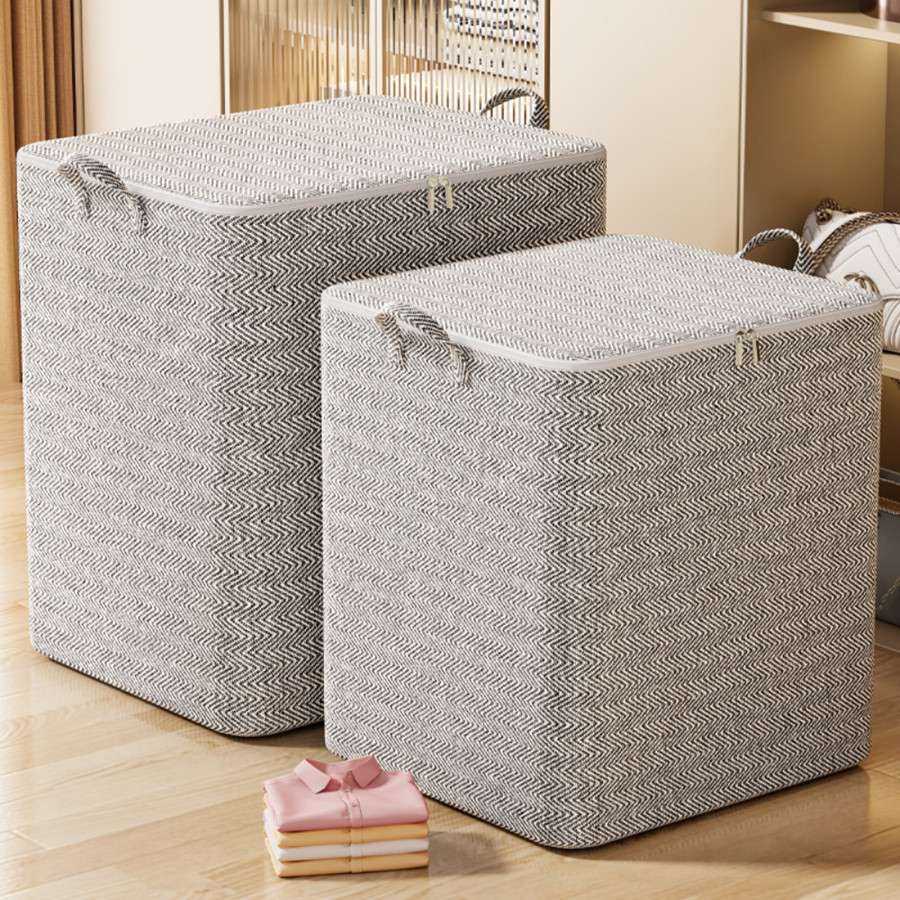 Túi Đựng Quần Áo Chăn Màn Cỡ Lớn DinoHome, Túi Vải Gấp Gọn Có Quai Xách, Tiện Lợi Khi Chuyển Nhà
