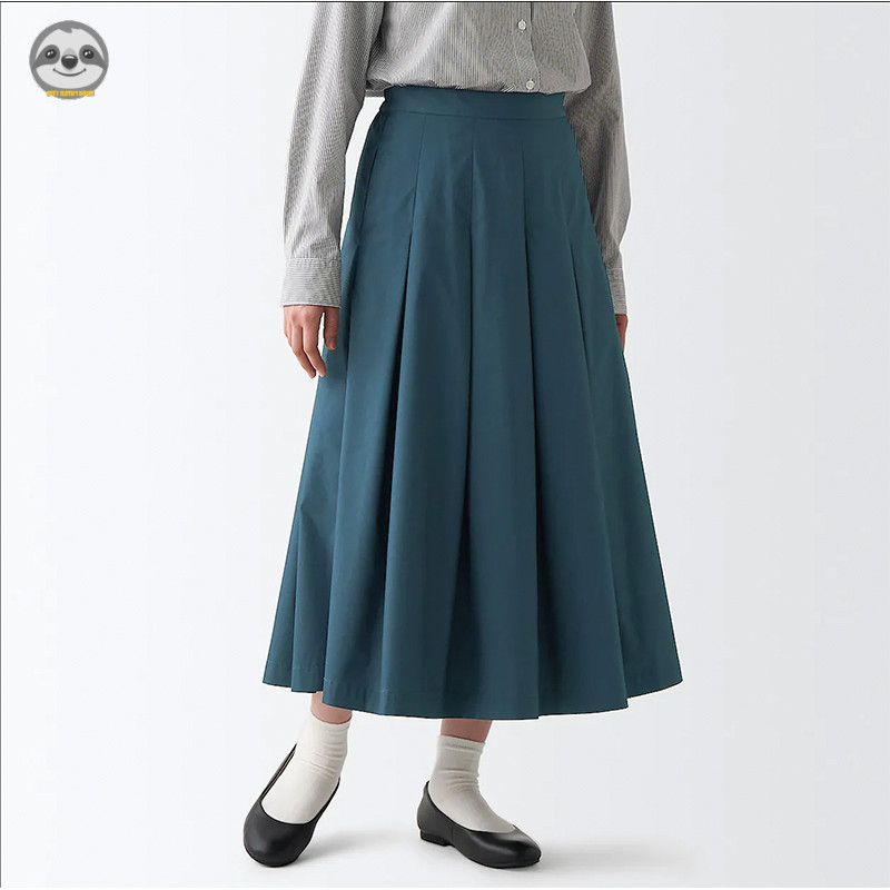 Phong cách Nhật Bản Phong cách Muji / Nữ Micro-Stretch Dây kéo Váy xếp ly dệt mật độ cao / Váy xếp ly mỏng hơn thông thường nhẹ nhàng