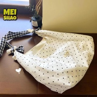 MeiShao Vintage Chấm Bi Nữ Túi Đeo Vai Vải Dung Tích Lớn Nữ Messenger Bagsmuter Túi Xách