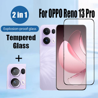 2 Trong 1 Reno 13 Pro Kính Cường Lực Bảo Vệ Màn Hình Cho OPPO 12 11 10 F 12F 11F 5G Với Ống Kính Máy Ảnh Phim