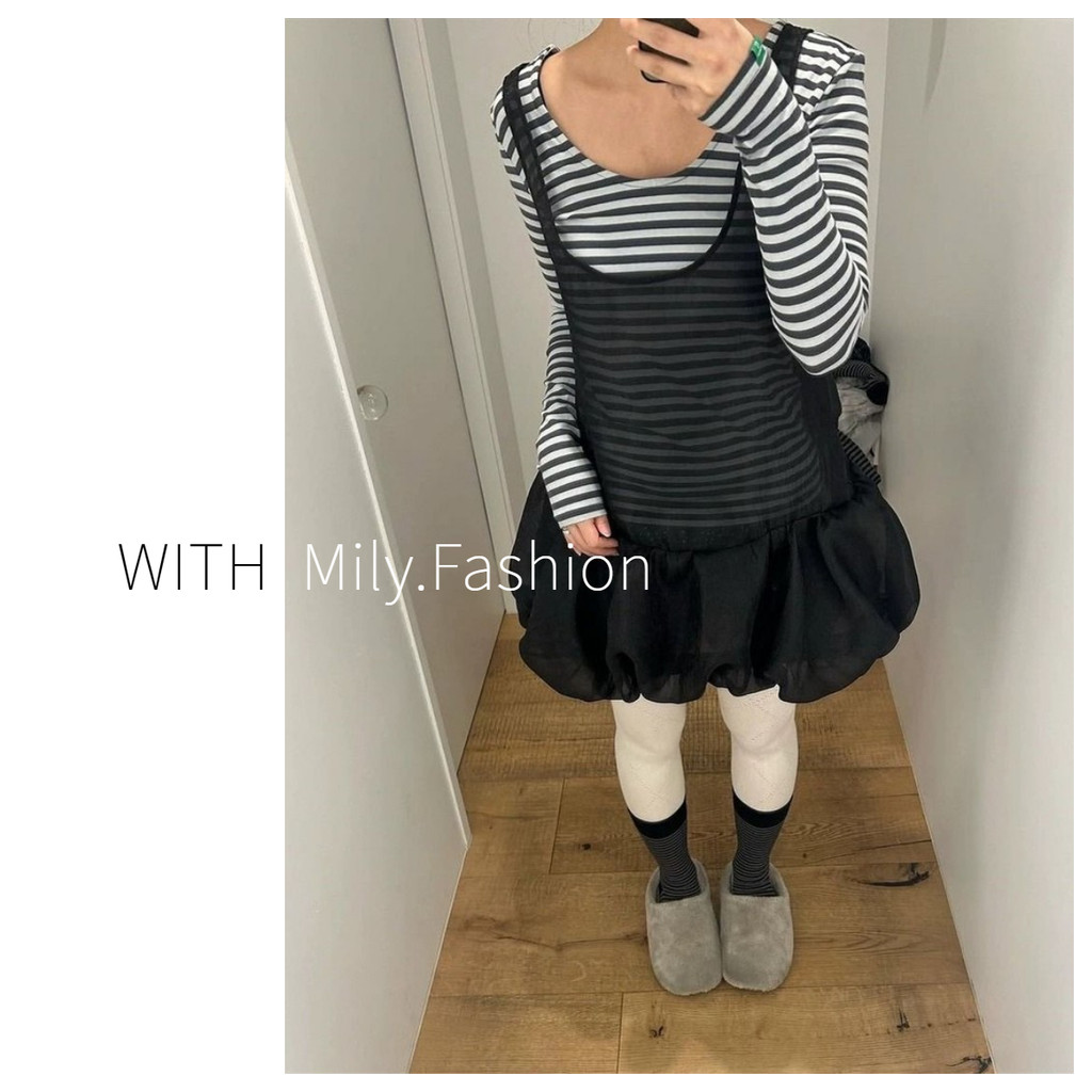 Milyfashion See-Through Top Đen Cổ Chữ u Lưới Bud Lớp Sling