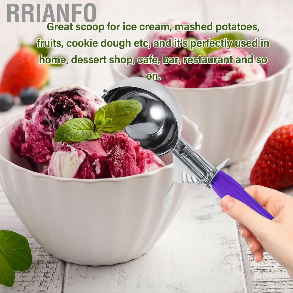 Rrianfo Rrianfo-VN Ice Cream Scoop Thép không gỉ thực tế thìa với tay cầm bằng nhựa Công cụ nhà bếp nóng (8cm)