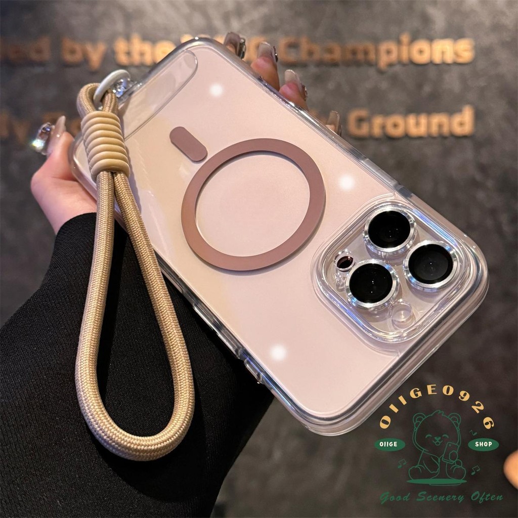 [Vỏ dây buộc] Vỏ điện thoại từ tính pha lê băng hai màu iphone16 Pro Max 15 14 13 12 cho vỏ iPhone Vỏ mềm silicon TPU + PC chống sốc