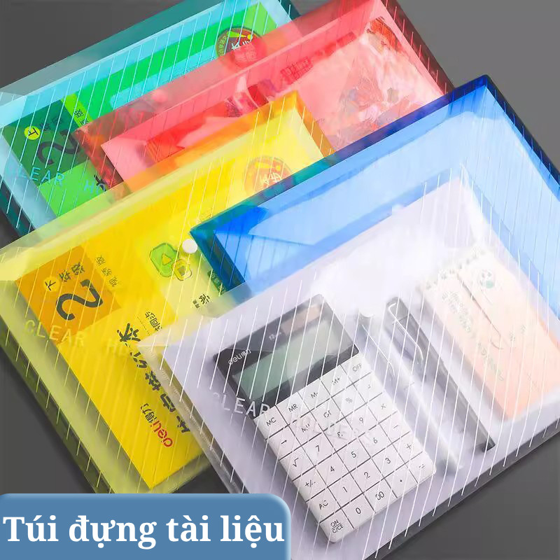 Bìa Đựng Tài Liệu A4 Nhiều Màu - Túi Clear Bag PP Bền Đẹp, Chống Thấm, Tiện Lợi Học Sinh/Văn Phòng