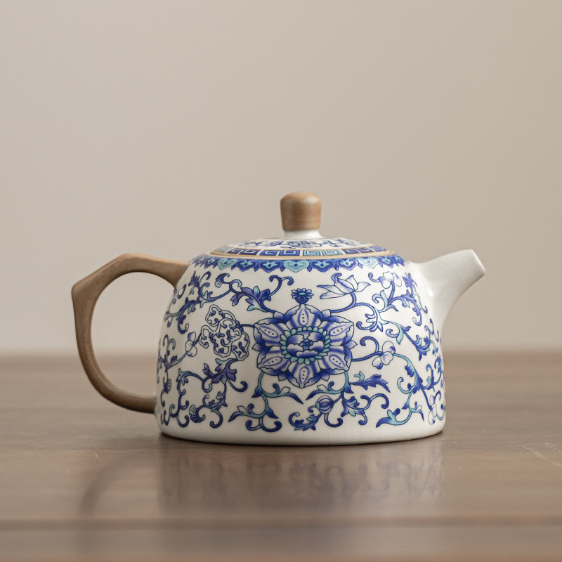 Bộ Trà Gốm Ru Kiln Xanh Trắng Cổ Ấm Trà Hộ Gia Đình Cao Cấp Có Thể Nâng Lát Kung Fu Bộ Trà Ấm Trà