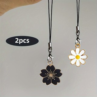 2 chiếc dây buộc điện thoại/chìa khóa hoa cúc nhỏ sáng tạo, chất liệu kim loại, phụ kiện đa năng