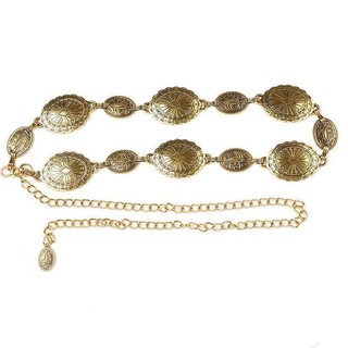 Phong Cách Retro Nữ Kim Loại Dây Xích Thắt Lưng Điều Chỉnh Trang Trí Vòng Tròn Khắc Dây Xích Thắt Lưng Cao Cấp Phụ Kiện
