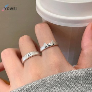 YOWEI Thời Trang Có Thể Điều Chỉnh Mở Đầu Chó Cặp Đôi Nhẫn Dành Cho Nữ Đa Năng Dễ Thương Chồng Lên Nhau Đeo Nhẫn Phụ Kiện Trang Sức Quà Tặng VN