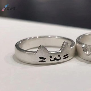 YOWEI Thời Trang Có Thể Điều Chỉnh Mở Đầu Chó Cặp Đôi Nhẫn Dành Cho Nữ Đa Năng Dễ Thương Chồng Lên Nhau Đeo Nhẫn Phụ Kiện Trang Sức Quà Tặng VN