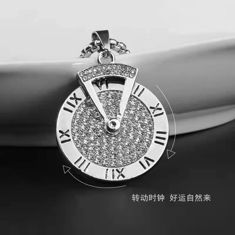Xoay Được Số La Mã Thời Gian Chạy Vòng Cổ Dài Nam Nữ Đơn Giản Phù Hợp Dây Chuyền Áo Len