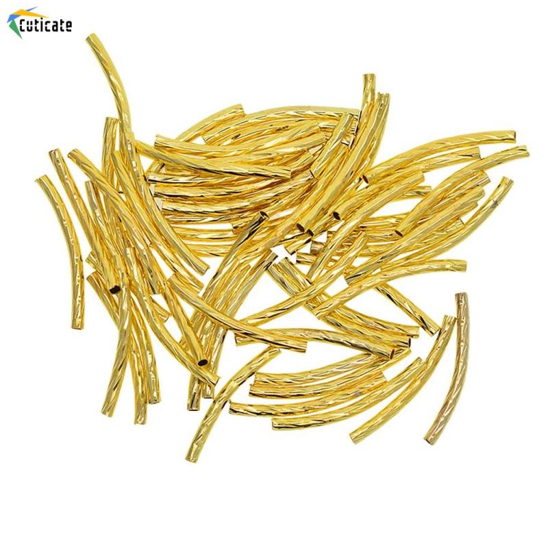 Cuticate 50 Mảnh Khắc Đường Cong Miếng Đệm Ống Rời Mì Hạt DIY Trang Sức Làm Phụ Kiện Cho Vòng Cổ Vòng Tay 25x2mm