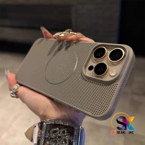 Mới Vòng Tròn Mịn Từ Tính Làm Mát Dành Cho iPhone 11 12 13 14 15 16 Pro Max plus Vỏ Mỏng Chống Sốc Ốp Lưng Có Lỗ Thông Khí Tech Thả Bảo Vệ