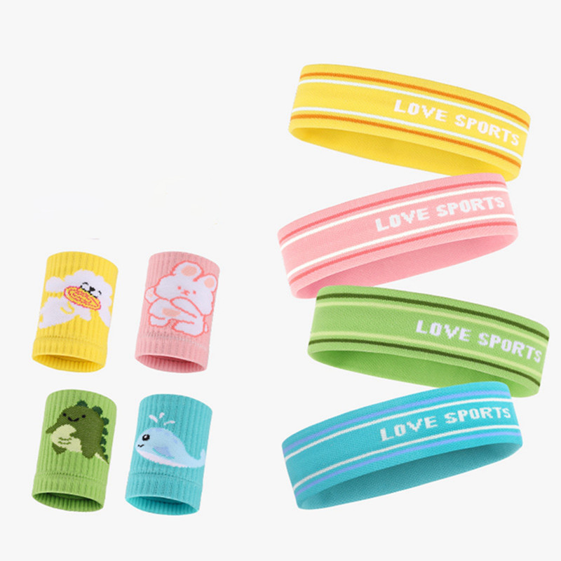 [LOVE] 3 Cái / bộ Bé Trai Bé Gái Hoạt Hình Thể Thao Băng Đô Mồ Hôi Đàn Hồi Cao Tập Luyện Quần Vợt Bóng Rổ Dây Đeo Tay Headwrap