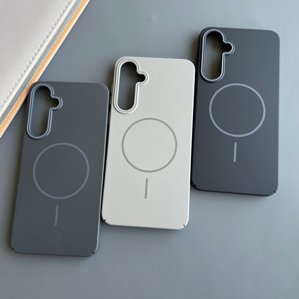 Ốp điện thoại cứng Macaron không màu vàng siêu mỏng bằng nhựa cho Samsung S25 S24 S23 S22 S21 Ultra Plus s20 FE note 20 cuộn dây từ tính siêu mịn