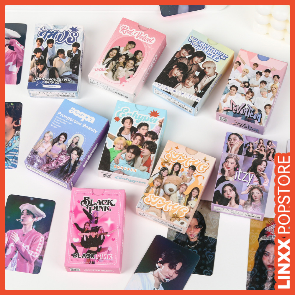 LINXX 55 Cái Bộ sưu tập ngôi sao Hàn Quốc Dòng Lomo Cards HD Laser Hình ảnh ba chiều 3 Inch KPop Bộ sưu tập Photocards Quạt Hàng hóa Bộ quà tặng Đồ dùng câu lạc bộ quạt cao cấp