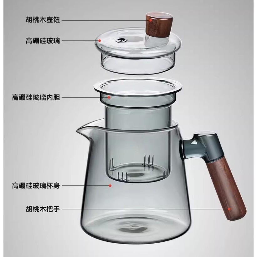 Ấm, Cốc Thủy Tinh Pha Trà Có Lõi Lọc Dung Tích Khoảng 550 ml