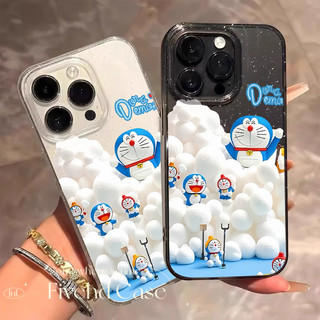 Ins Hàn Quốc Phim Hoạt Hình Dễ Thương Doremon Lấp Lánh Bling Vỏ Cho iPhone 11 16 16E 15 14 13 12 Pro Xs Max XR X 7 8 6 Plus SE Vỏ Điện Thoại TPU Mềm Vỏ Bảo Vệ Chống Sốc Ốp Lưng Trong Suốt