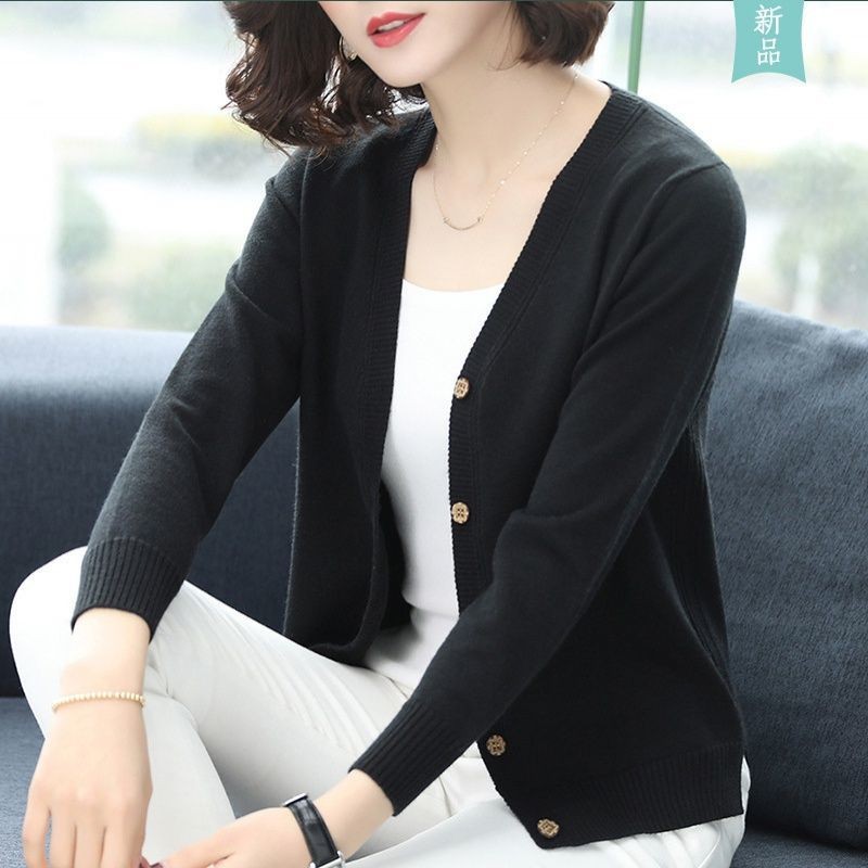 Áo len nữ hàng đầu mùa xuân thu mới Áo len dệt kim