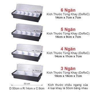 Khay Topping 6 Ngăn Bằng Nhựa Bền Sạch, Tiện Lợi - Giải Pháp Cho Quầy Bar Chuyên Nghiệp