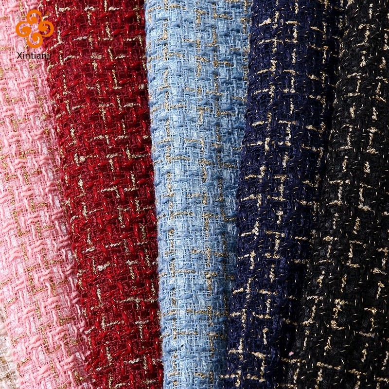 Vải Tweed Lưới 45x150cm - Lụa Vàng Len, Chất Liệu DIY Cho Áo Khoác Nữ TJ20845