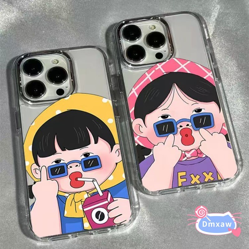 Vỏ Gilr Vui Nhộn Cho Vivo X200 Pro Mini X200S X100S X90S X100 Ultra X90 X80 Pro Y78 + Y77T Y75 Y55 Y52T Y51S Y51A Y50 Y30i Vỏ Điện Thoại Dễ Thương Mạ Khung Camera Hoạt Hình Ốp Lưng