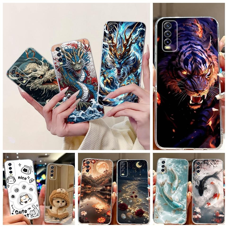 Dành Cho Vivo Y20 Y20s Y20i Y20a Y20G Y11s Y12s / Vivo V2027 V2028 V2029 Ốp Điện Thoại Rồng Mát Sư Tử Hổ Cá Koi Vỏ TPU Mềm Trong Suốt