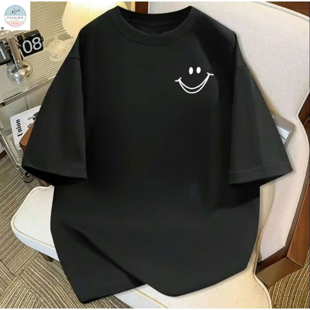 Áo Phông Form rộng tay lỡ  chất cotton su- mặt cười in ngực-QUẦN ÁO 94o