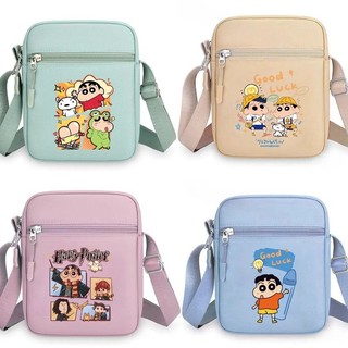 Túi đeo vai in hình Shin-chan hoạt hình, túi đeo chéo vuông thời trang, đa năng cho du lịch