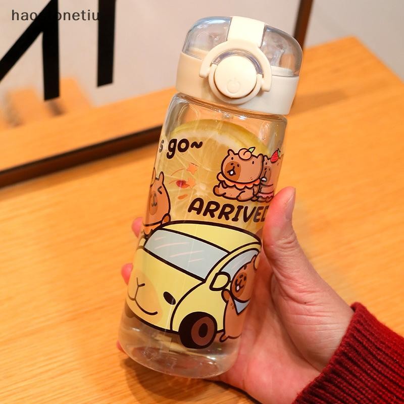 HA Capybara Hoạt Hình 400ml Di Động Dung Tích Lớn Bình Nước Thể Thao Thể Dục Ống Hút Ly Sinh Viên Nhựa Nước n