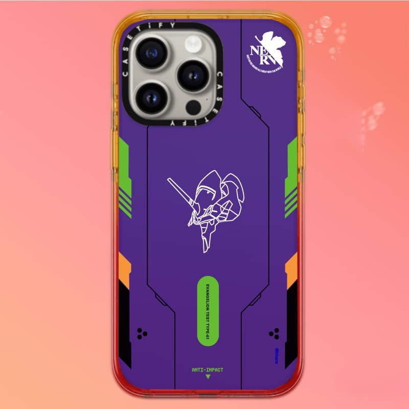 CASECASE X Neon Genesis Evangelion Case Black Edge Peach Haze Cotton Candy Collection Color Clear Hard Case Impact cho Apple iPhone 12 13 14 15 16 Pro Max Plus kèm hộp