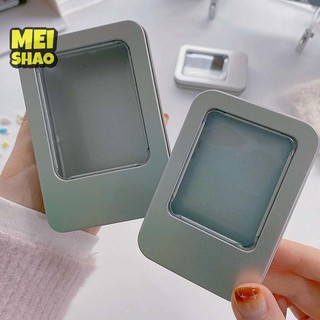 MeiShao Bạc Hộp Sắt Lật Di Động Photocard Hộp Bảo Quản Chống Bụi Kpop Thần Tượng Thẻ Ảnh Tổ Chức Album Hộp Đựng
