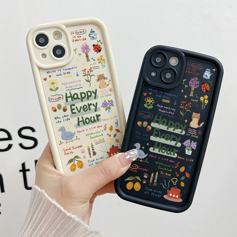Ốp Lưng Cho Samsung Galaxy S25 S24 S23 S22 S21 S20 Plus Ultra FE M55 M54 M51 A56 A55 A54 A53 A52 A51 A50 A73 A72 A71 Chống Rơi Thiên Thần Thiết Kế Mắt Motif Graffiti Mèo Và Vịt