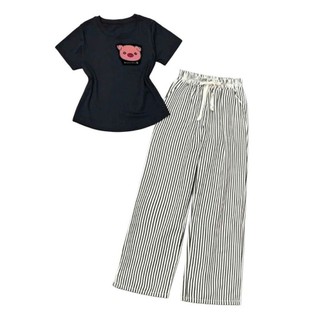 [ Hàng Mới Về ] Tổng Hợp  Sét Bộ Quần đũi+ mix áo thun tăm lạnh CROPTOP -hình heo-