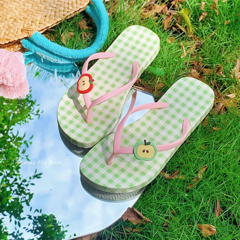 XIXITIAO Dép xỏ ngón nữ Thời trang mùa hè Dép đi biển dễ thương Dép đi biển