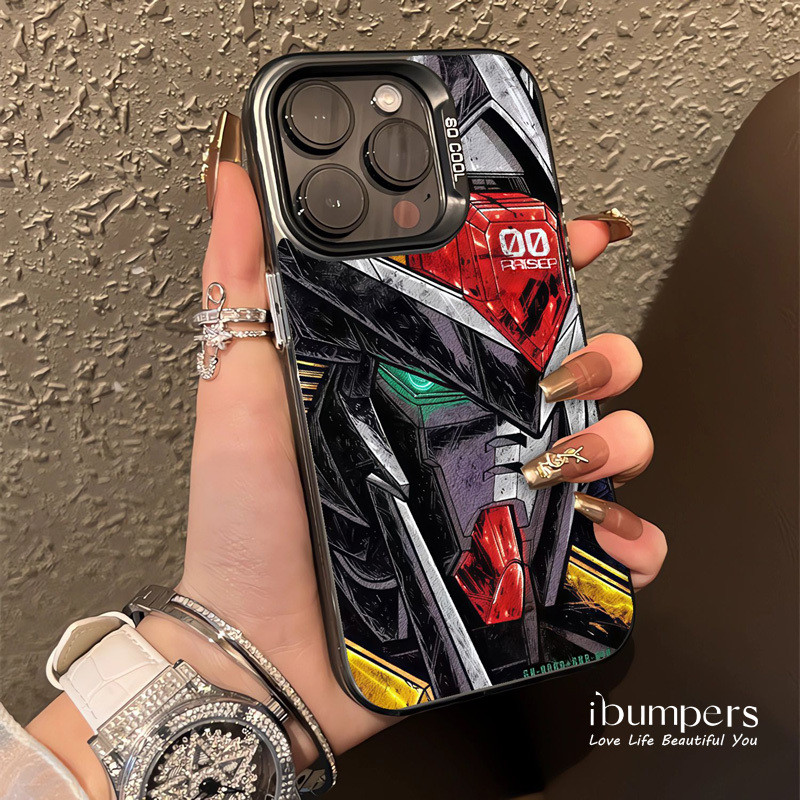ibumpers Ốp Điện Thoại iPhone Cool Gundam Mecha Họa Tiết Cho IPhone 16 15 14 12 13 11 Pro Max IP 7 8 Plus X XS XR Ốp Lưng IMD Cứng Và Nhẵn