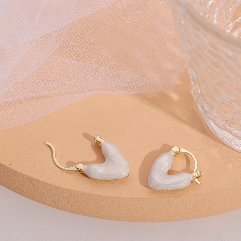 Đôi Thanh Lịch Tươi Ngọt Trắng Thả Dầu Bằng Kính Bông Tai - Nhẹ Sang Trọng Phụ Kiện Tai Dự Tiệc Hàng Ngày